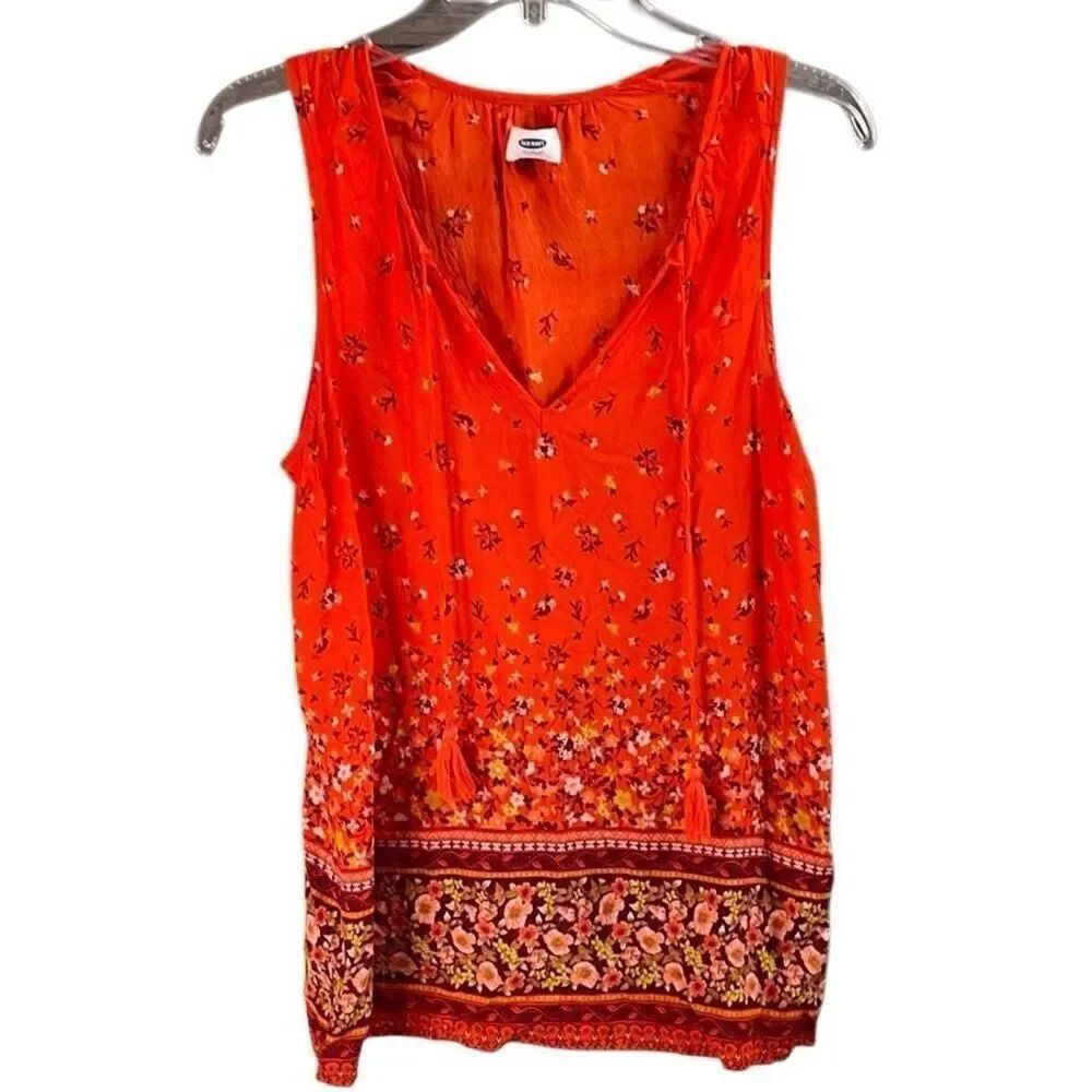 OLD NAVY Women’s Floral Vneck Sleeves Top Boho Cottagecore Lightweight Sz Small